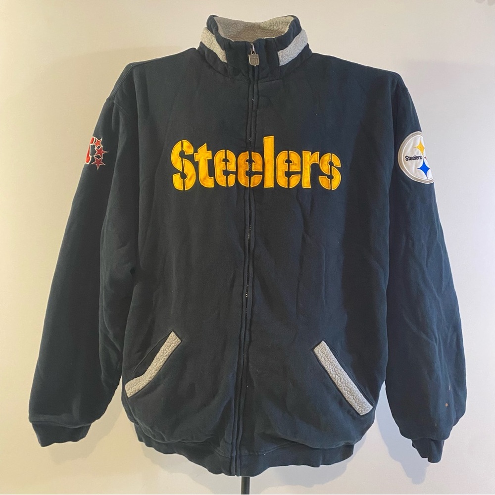 Pittsburgh Steelers NFL Pro Line Fleece Lined Black 80% Cotton Jacket 
Size XXL